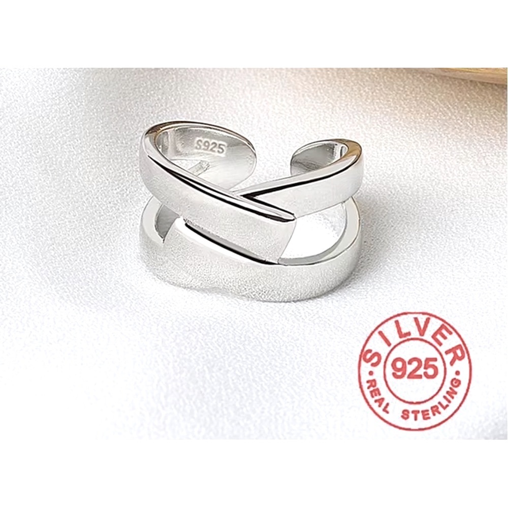 Layered Cross Ring | White Gold‎ Sterling Silver
